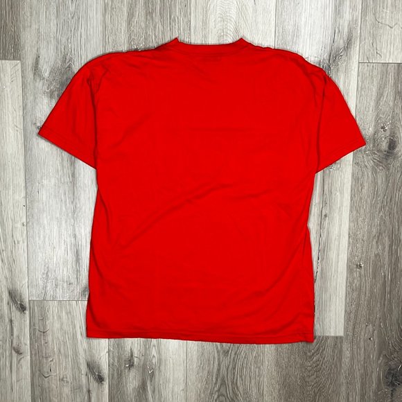 Naf Naf Vintage 1980s Embroidered Emblem Red Medium T-Shirt - Picture 4 of 8
